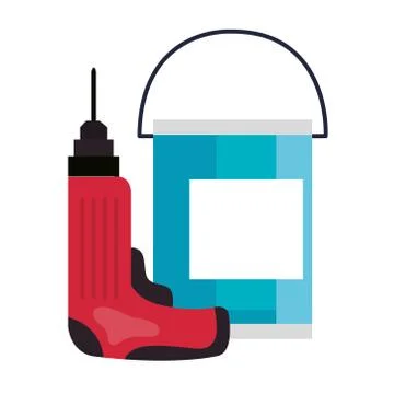 Construction drill and paint bucket vector design Stock Illustration