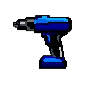 Construction drill game pixel art vector illustration Ilustração Stock