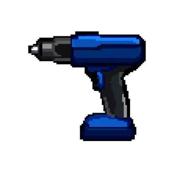 Construction drill pixel art vector illustration sign color Ilustração Stock
