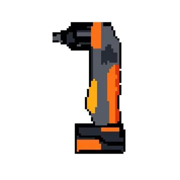 Construction drill pixel art vector illustration Ilustração Stock