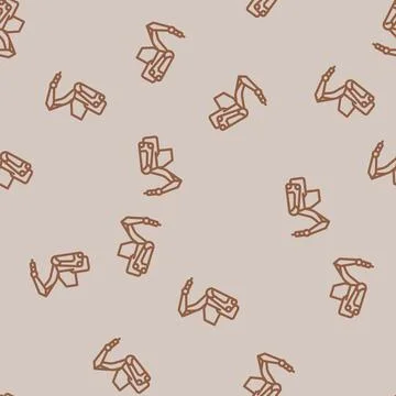 Construction drill vehicle line vector seamless pattern Stock Illustration