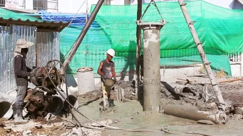 Construction Drilling Operation Stock Footage 51060910