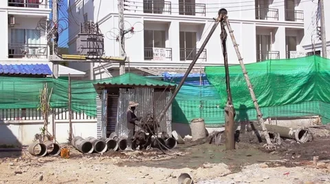 Construction Drilling Operation Stock Footage 51060919