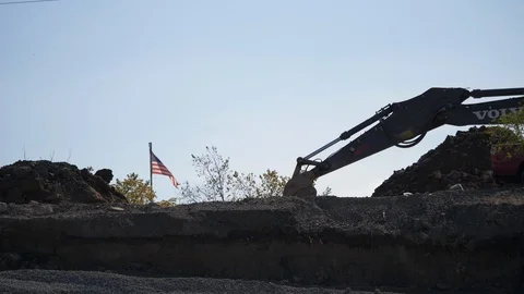 Construction Driveby Flag-Apple ProRes 422 Video stock 122256329