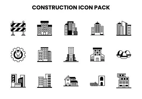 Construction DuoTone Bundle Icons Pack Stock Illustration