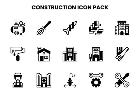 Construction DuoTone Bundle Icons Pack Ilustración de archivo