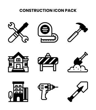 Construction DuoTone Bundle Icons Pack Stock Illustration