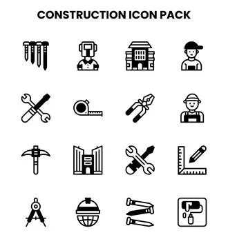 Construction DuoTone Bundle Icons Pack Stock Illustration