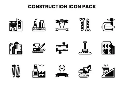 Construction DuoTone Collection Icons Pack Stock Illustration
