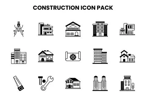 Construction DuoTone Design Icons Pack Stock Illustration