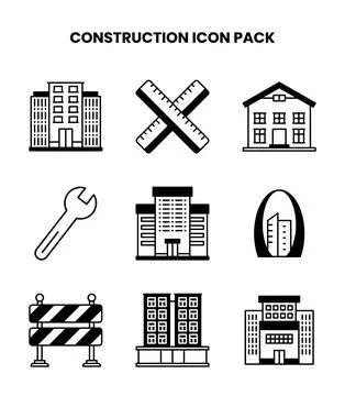 Construction DuoTone Design Icons Pack Stock Illustration