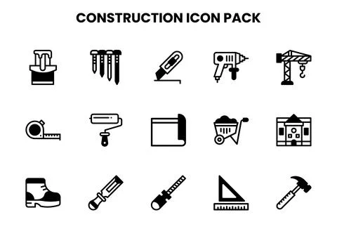Construction DuoTone Graphics Icons Pack Stock Illustration