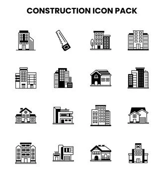 Construction DuoTone Icons Pack Stock Illustration