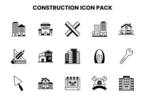 Construction DuoTone Set Icons Pack Stock Illustration