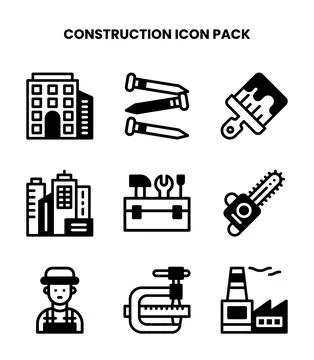 Construction DuoTone Set Icons Pack 스톡 일러스트