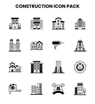 Construction DuoTone SVG Icons Pack Stock Illustration