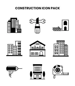 Construction DuoTone UI Icons Pack Stock Illustration