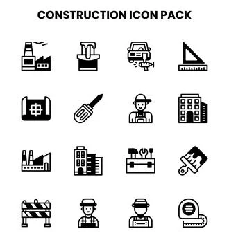 Construction DuoTone UI Icons Pack Stock Illustration