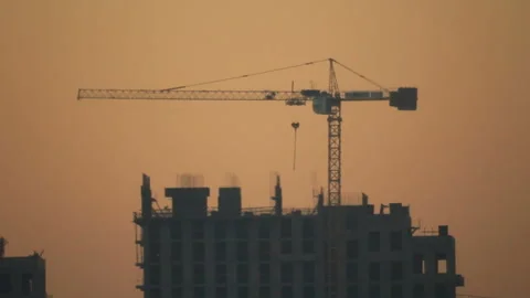 Construction in the dusk Video stock 96351798