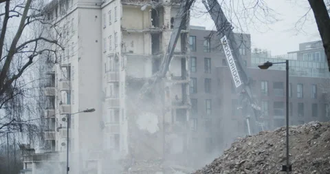 Construction dust on demolition site Stock Footage 149494358