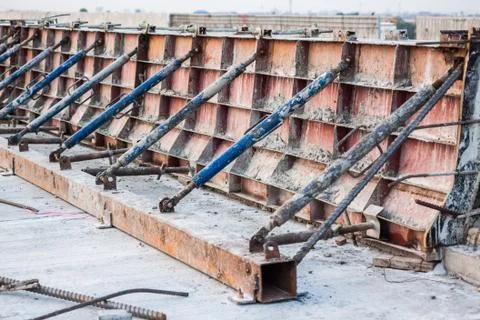 Construction of edge of highway Stock Photos