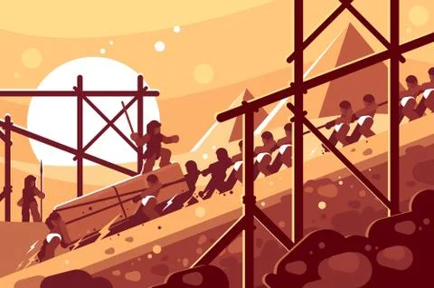 Construction of Egyptian pyramids Stock Illustration