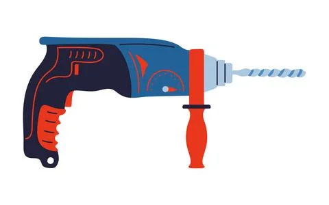 Construction electric drill vector illustration modern professional repair tool Stock Illustration