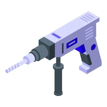Construction electric hammer drill icon isometric vector. Object saw 스톡 일러스트