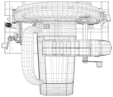 Construction Electrical saw with circular blade. EPS10 format. Wire-frame Vector Stock-Illustration
