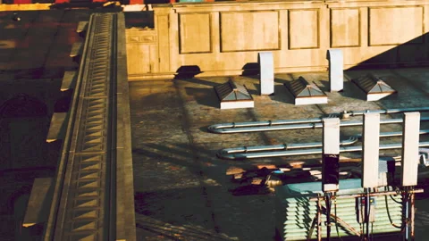 Construction Elements and Shadows Create an Interesting Scene in Urban Space Vídeos de archivo 348410574