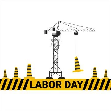 Construction Elements, Crane Vector, Labor Day Vector on White Background, Ha Stock Illustration