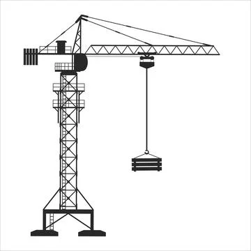 Construction Elements, Crane Vector on White Background, Hard Work, Construct Stock Illustration