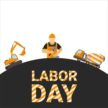 Construction Elements, Labor Day Vector on White Background, Hard Work, Const Stock Illustration