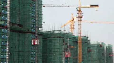 Construction Elevator and tower cranes Video stock 11678448