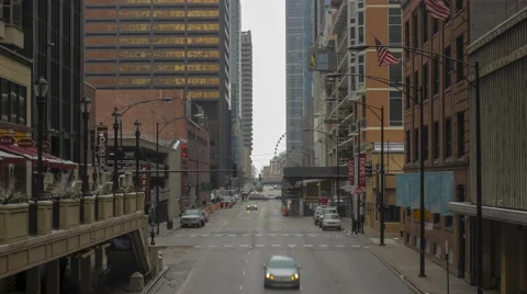 Construction Elevator on Downtown Chicago Street Stock Footage 63102898