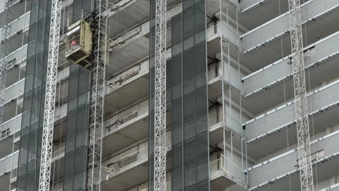 Construction elevator going up. Stock Footage 146100410