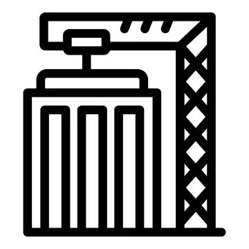 Construction elevator lifting building materials on site Ilustración de archivo