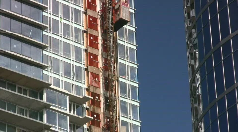 Construction Elevator On A New High Rise Building Site Stock Footage 499347