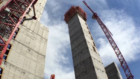 Construction Elevator Tower with crane Stock Footage 81458353