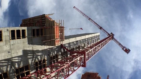 Construction Elevator Tower Crane Roll Stock Footage 81458283