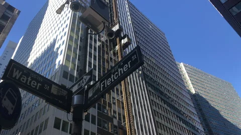 Construction Elevators Travel Up and Down on Outside of Building Stock Footage 254848421