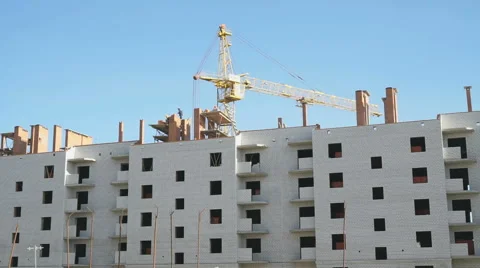 Construction of the elite apartment blocks. Crane Stock Footage 61503783