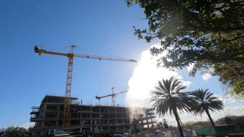 Construction, emissions, and nature scene in 5K Видео 170586609