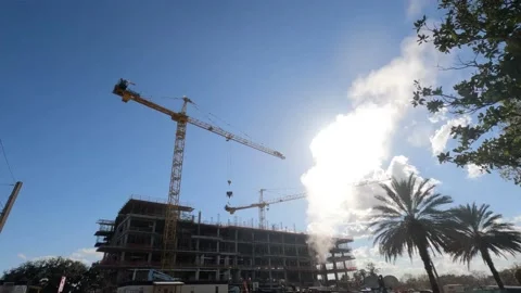 Construction with emissions scene in slow motion, 5K Видео 170586613