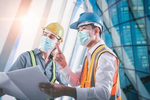 Construction Engineer/ Architect Builder Teamwork Inspection Civil Work at Co Stock Photos