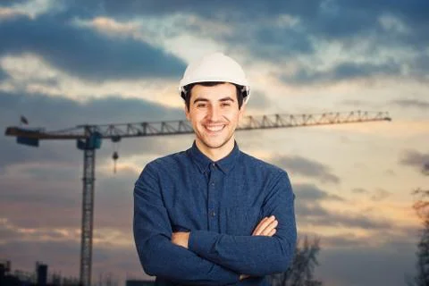 Construction engineer arms crossed Stock Photos