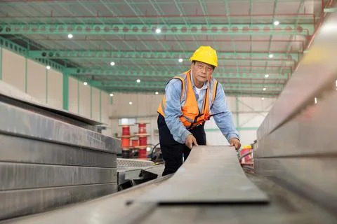 Construction engineer builder install perforated tray metal wireway cable d.. Foto stock