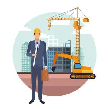 Construction engineer cartoon Stock Illustration