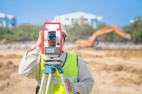 Construction engineer checking construction site Photos