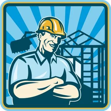 Construction engineer foreman worker Stock Illustration